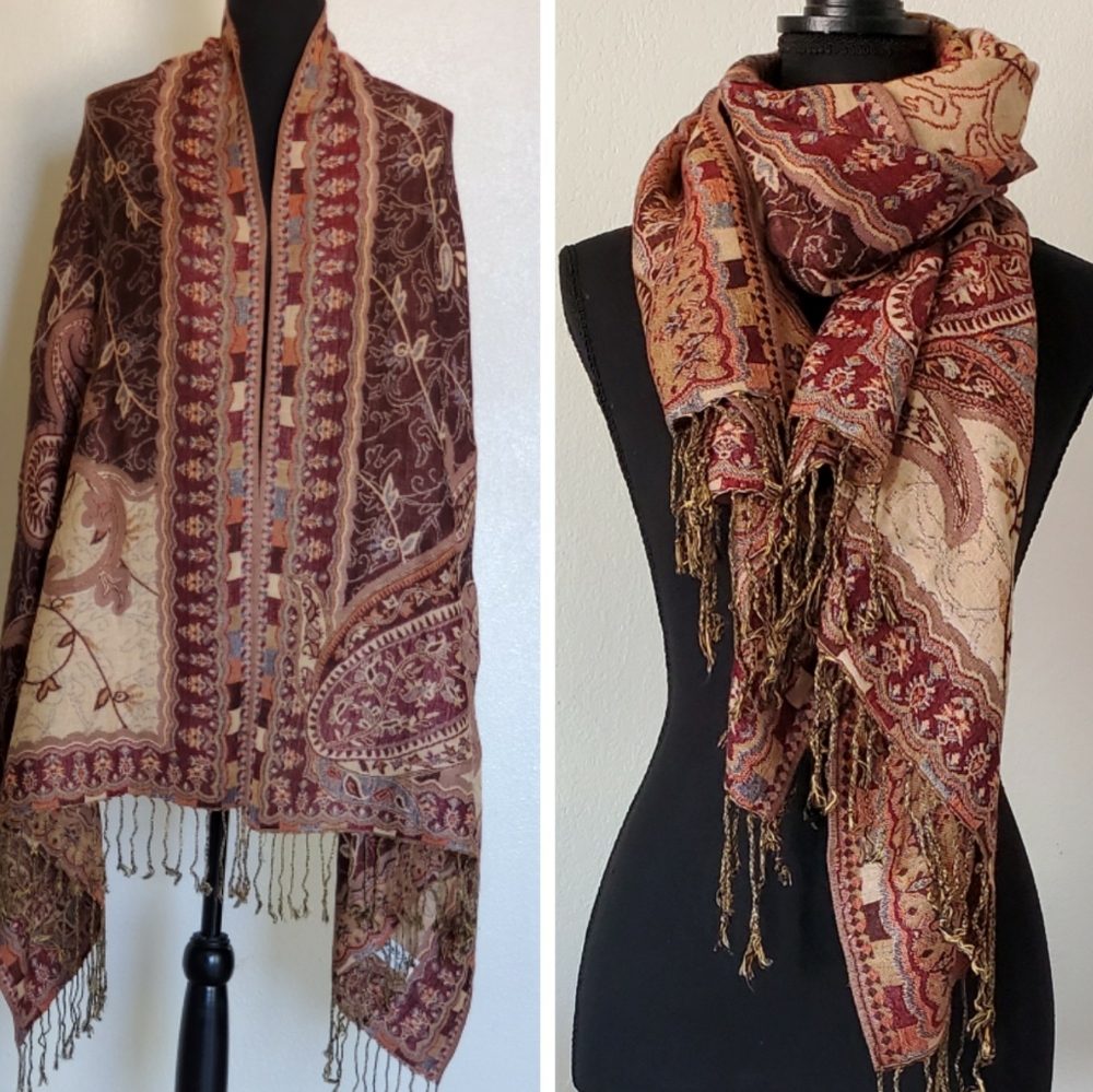 Scraf Pashmina‎ Silk Paisley Floral.